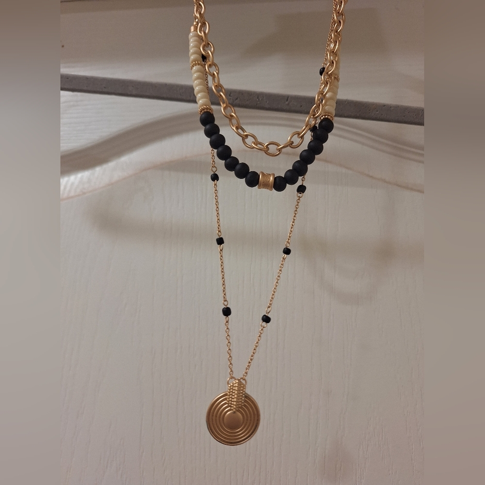 Gold and Black‎ Layered Necklace NWT Ophelia Rose - Picture 2 of 5